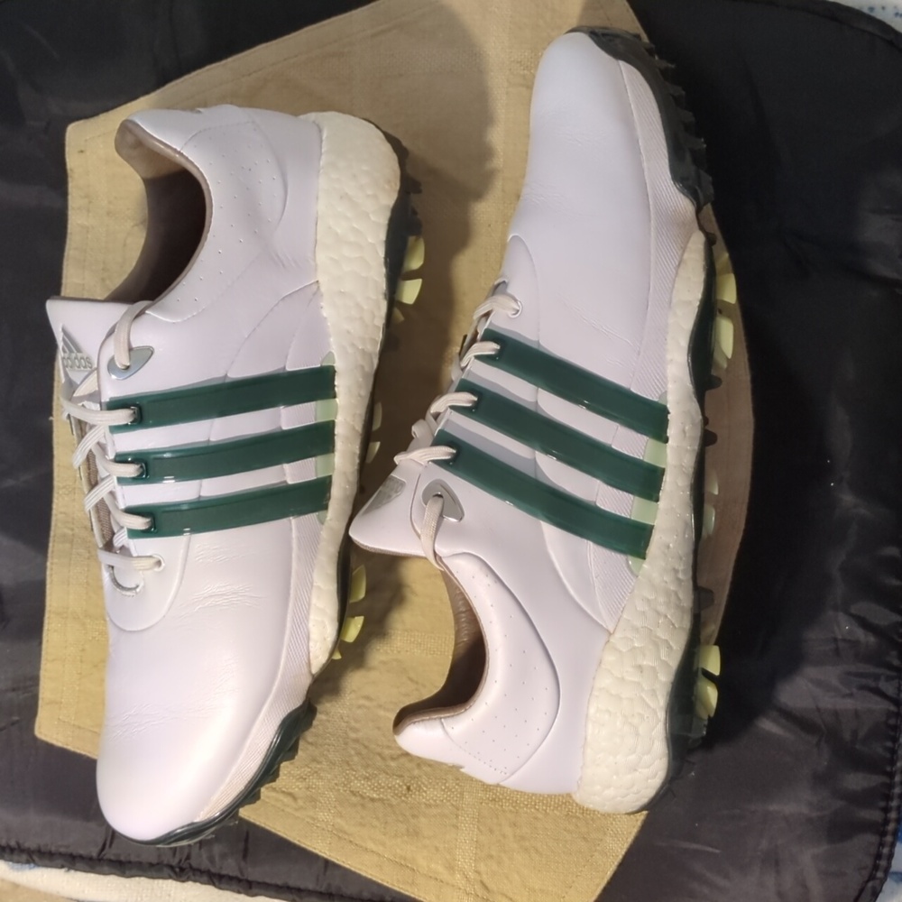 Adidas Men's Professional Tour 360 Golf Shoes In White & Dark Green Only $75 - Picture 2 of 7